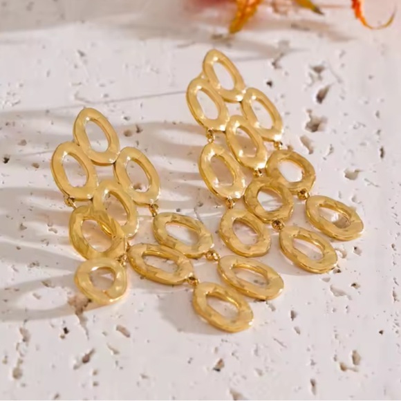 Anthropologie Gold Statement Earrings - Picture 4 of 6